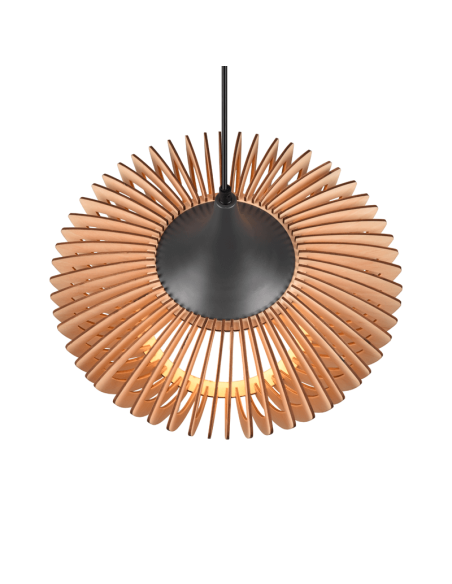 Lámpara de techo colgante LED Colino madera tulipa encendida| LeonLeds
