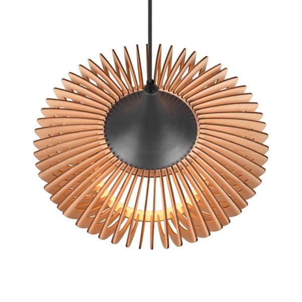 Lámpara de techo colgante LED Colino madera tulipa encendida| LeonLeds