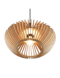Lámpara de techo colgante LED Colino madera detalle encendida | LeonLeds