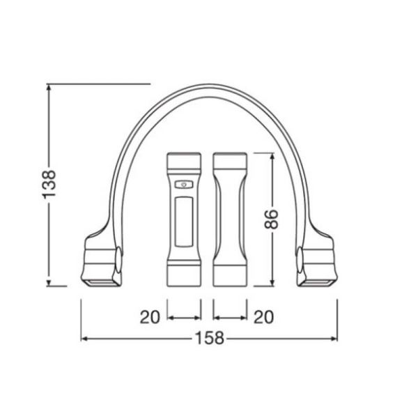 Medidas Linterna LED de trabajo para cuello con 2 Luces LED WEARABLE NECKLIGHT LEDIL413 Osram | LeonLeds