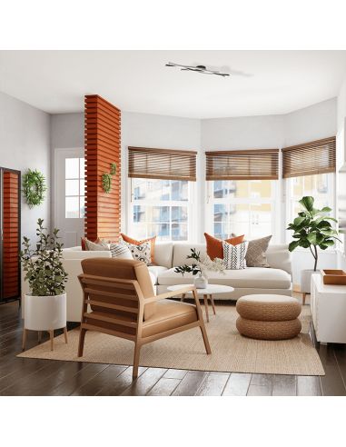 Plafonnier moderne Blaze orientable couleur aluminium dans un salon | leonleds