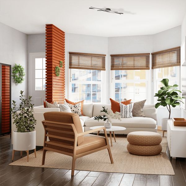 Plafonnier moderne Blaze orientable couleur aluminium dans un salon | leonleds