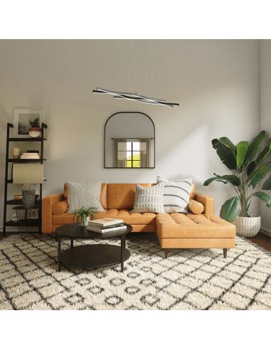 Suspension moderne en aluminium Blaze dimmable dans un salon | leonleds