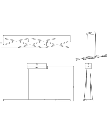 Fiche technique de la suspension moderne en aluminium Blaze Dimmable | leonleds