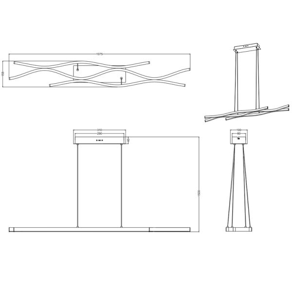 Fiche technique de la suspension moderne en aluminium Blaze Dimmable | leonleds
