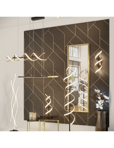 Lámpara de pie moderna Blaze 35W plata en un salón| LeonLeds