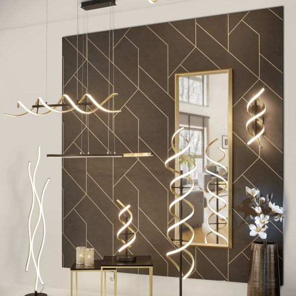 Lampadaire moderne Blaze 35W argent dans un salon | leonleds