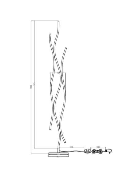 Lampadaire Moderne Blaze 35W Argent Fiche Technique| leonleds