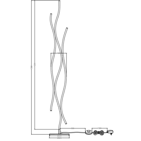 Lampadaire Moderne Blaze 35W Argent Fiche Technique| leonleds