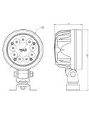 Dimensiones Faro LED redondo de Largo Alcance Homologado 5000Lm HR ECE 10 R10 ADR 50W Was | LeonLeds