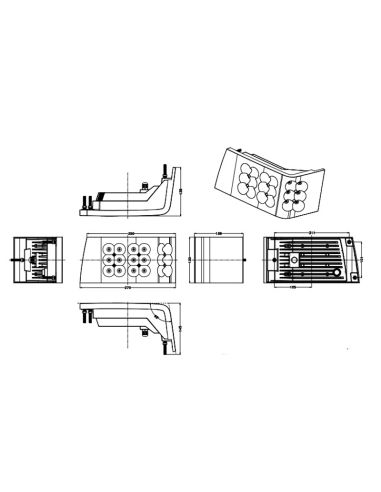 Phares à LED longs et courts d'une puissance de 90W valables pour les tracteurs de la série Magnum 7000 Mesures | leonleds