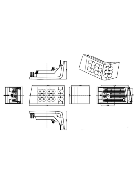 Faróis longos e curtos de LED com potência de 90W válidos para tratores da série Magnum 7000 Medidas | leonleds