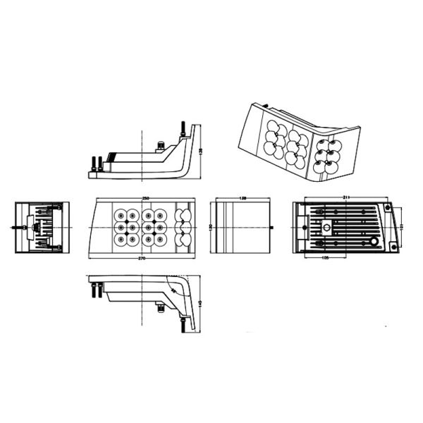 Faros LED delanteros largas y cortas con potencia de 90W válidos para tractores Magnum serie 7000 Medidas | LeonLeds