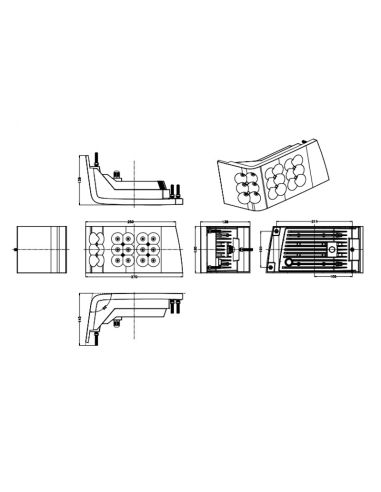 Faróis longos e curtos de LED com potência de 90W válidos para tratores da série Magnum 7000 Medidas | leonleds