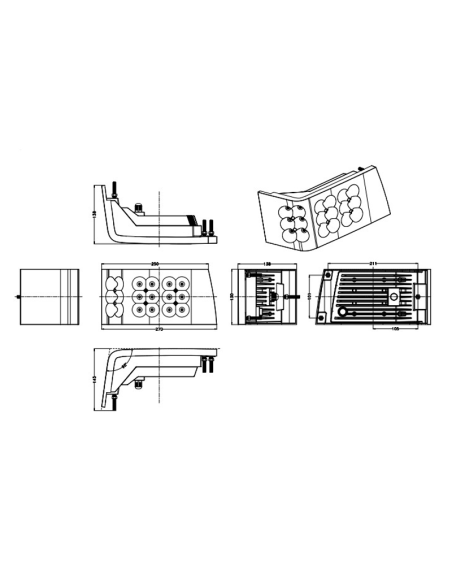 Faróis longos e curtos de LED com potência de 90W válidos para tratores da série Magnum 7000 Medidas | leonleds