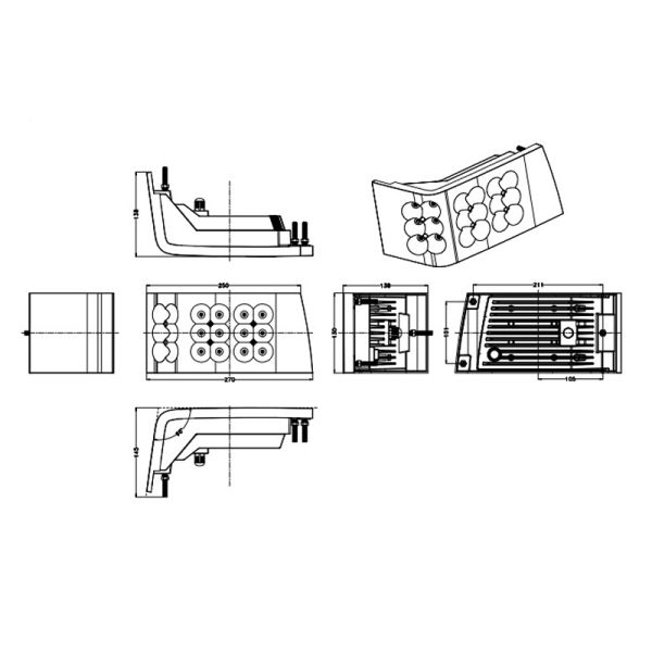 Faros LED delanteros largas y cortas con potencia de 90W válidos para tractores Magnum serie 7000 Medidas | LeonLeds