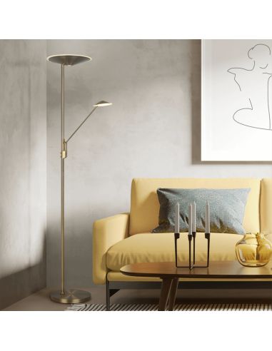 Lampadaire LED Brantford bronze antique dans un salon | leonleds