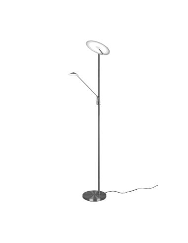 Lámpara de pie LED Brantford color níquel encendida| LeonLeds