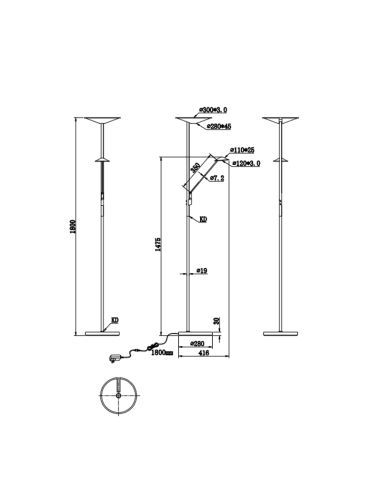 Fiche technique du lampadaire à DEL Brantford Nickel | leonleds