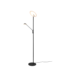 Lampadaire LED 2 lumières Brantford lumière noire allumée | leonleds