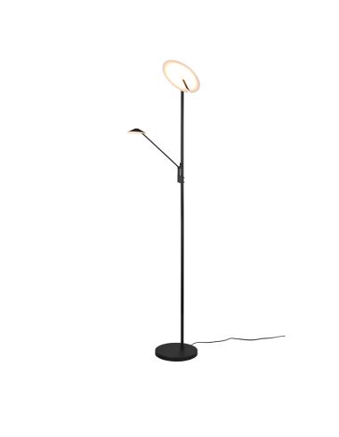 Lampadaire LED 2 lumières Brantford lumière noire allumée | leonleds