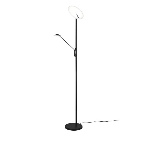 Lampadaire LED 2 lampes Brantford noir lumière chaude allumée | leonleds