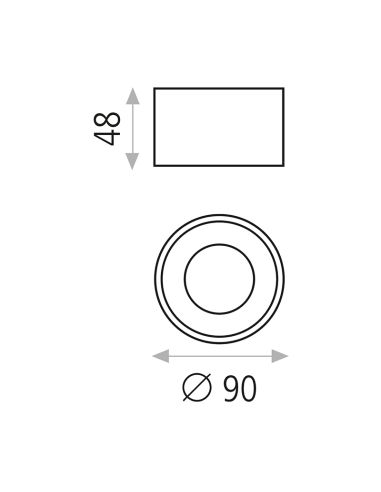 Plafonnier LED intégré minimaliste rond 8W Studio 3000K blanc 9cm mesures