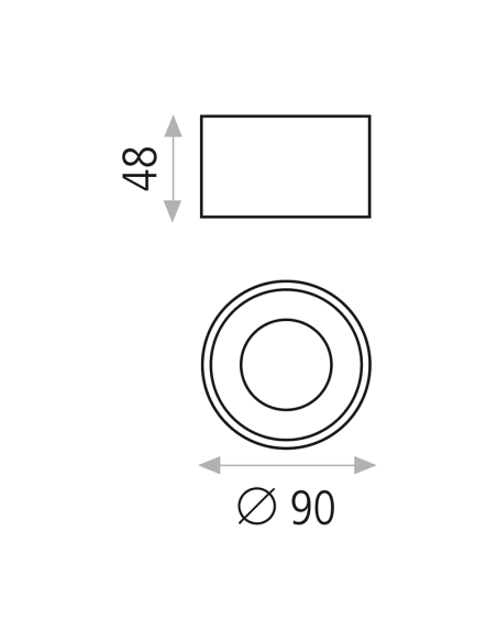 Plafonnier LED intégré minimaliste rond 8W Studio 3000K blanc 9cm mesures