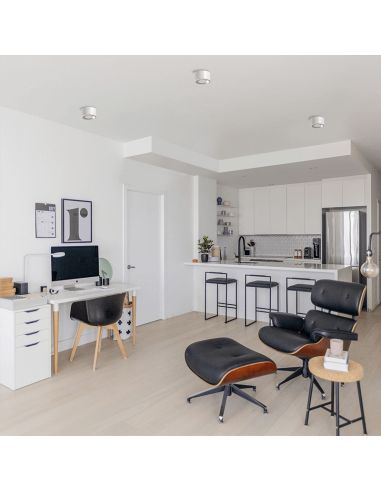 Plafon LED redondo minimalista minimalista 8W e 12W Studio 3000K branco 12cm ambiente