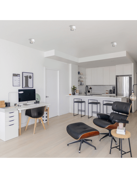 Plafonnier LED intégré minimaliste rond 8W et 12W Studio 3000K blanc 12cm ambiant