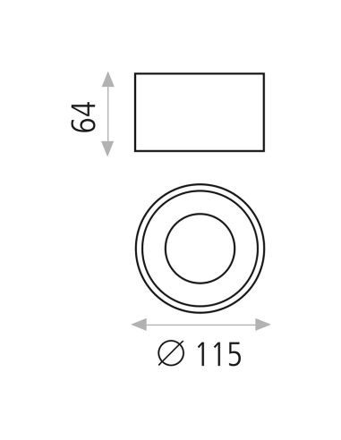 Plafón LED integrado redondo minimalista 8W y 12W Studio 3000K blanco 12cm medidas