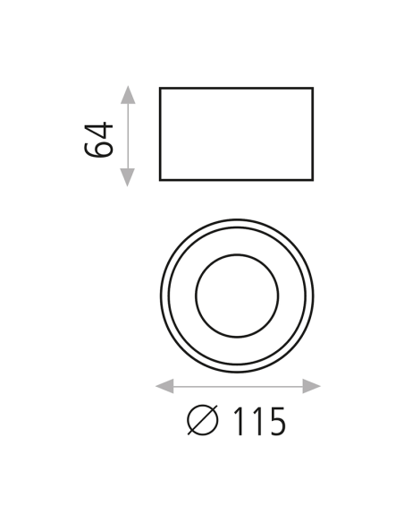 Plafón LED integrado redondo minimalista 8W y 12W Studio 3000K blanco 12cm medidas
