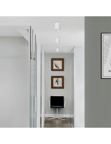 Foco circular plafón LED de techo Sima GU10 8 W blanco IP20 ambiente