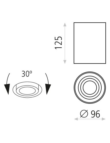 Spot de plafond LED circulaire Sima GU10 8 W blanc Mesures IP20