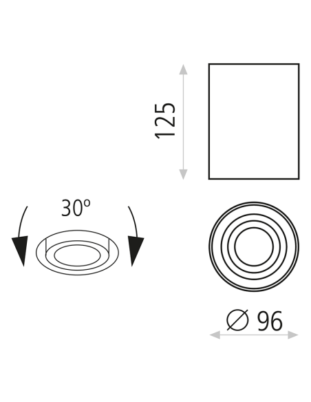 Spot de plafond LED circulaire Sima GU10 8 W blanc Mesures IP20