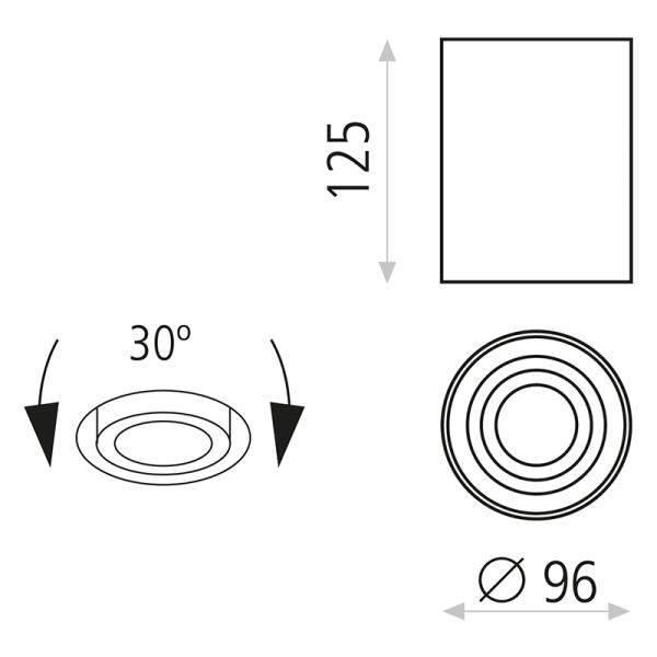 Spot de plafond LED circulaire Sima GU10 8 W blanc Mesures IP20