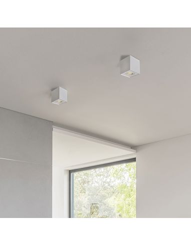 Plafón LED de techo Carre Cuadraro Orientable blanco 8W GU10 ambiente