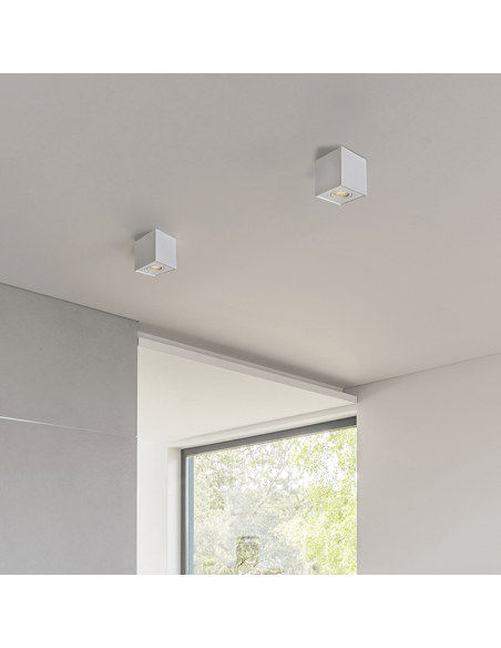 Plafonnier LED Carré Cuadraro Orientable blanc 8W GU10 ambiant