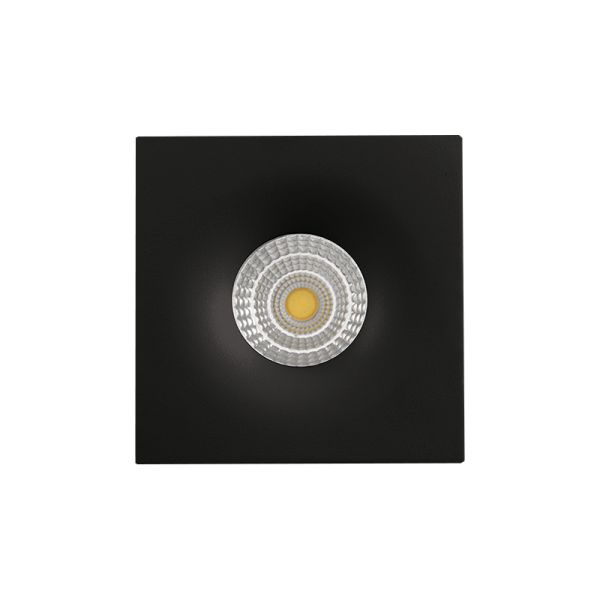 Downlight encastrável quadrado LED Doro preto 8W GU10 CL. II detalhe