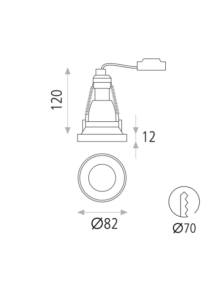Downlight LED encastré circulaire blanc Einar 8W GU10 mesures