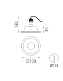 Downlight LED redondo empotrable Yota 8W Gu10 IP20 blanco medidas