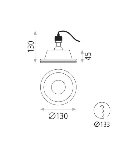Downlight LED redondo empotrable Yota 8W Gu10 IP20 blanco medidas