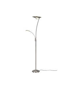 Lámpara de pie LED 2 luces Granby níquel mate | LeonLeds
