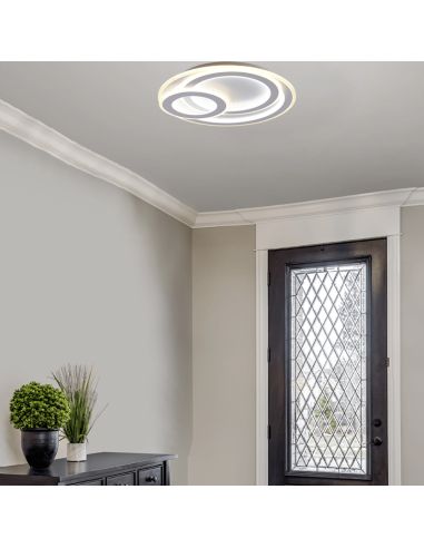 Plafonnier LED rond blanc Mita dans une pièce | leonleds