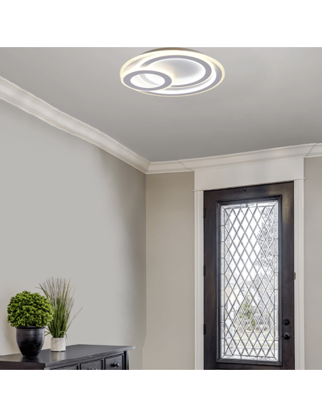 Plafonnier LED rond blanc Mita dans une pièce | leonleds