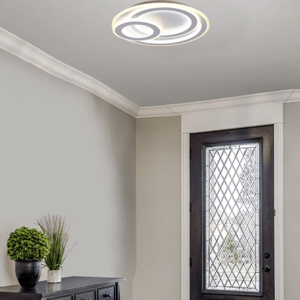 Plafonnier LED rond blanc Mita dans une pièce | leonleds