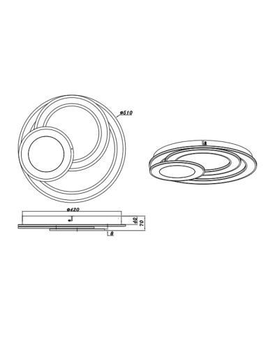 Plafonnier LED rond Mita blanc détails techniques | leonleds