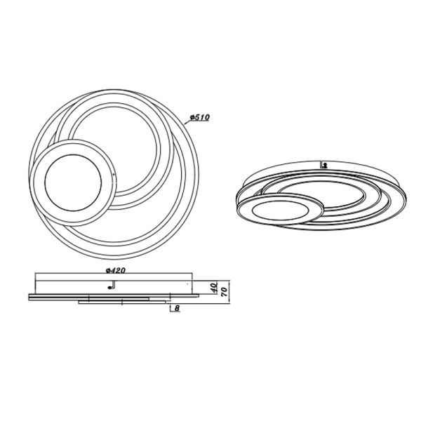 Plafonnier LED rond Mita blanc détails techniques | leonleds