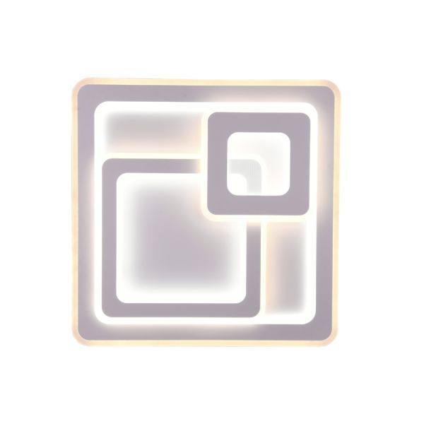 Plafón de techo LED cuadrado Mita blanco luz cálida encendida| LeonLeds