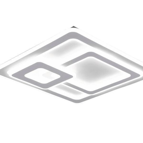 Plafonnier LED carré Mita blanc avec lumière froide allumée | leonleds